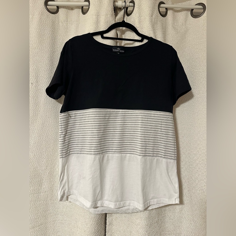 NURSING QUEEN NURSING T-SHIRT- 3 BLOCK COLORBLOCK- BLACK Size M